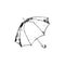 OpenedÂ umbrella sketch. Vector hand drawnÂ illustration.Â Black element isolated on white background.